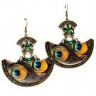 Green Earring Fish Hook Metal Casting Feather Print Texture 2 1 4 Inch Drop 1214536-931BOGRN