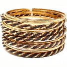 Brown Bracelet Bangle Stackable Texture Metal Chains Threads 2 Inch Width 13132-99737GDBOA