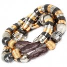 Black Bracelet Stretch Beads Various Cuts Mixed Beads 1 Inch Width 13132-99741THBKA