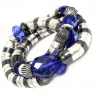 Blue Bracelet Stretch Beads Various Cuts Mixed Beads 1 Inch Width 13132-99741TTBLU