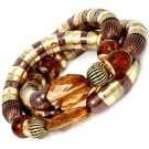Brown Bracelet Stretch Beads Various Cuts Mixed Beads 1 Inch Width 13132-99741TTBRO