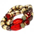 Red Bracelet Stretch Beads Various Cuts Mixed Beads 1 Inch Width 13132-99741TTRED