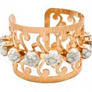 Natural Bracelet Cuff Turquoise Stones Prong Set Texture Stratch Marks Pierced 2 In 13132-99775AGNAT