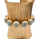 Natural Bracelet Cuff Metal Casting Turquoise Stones Prong Set Texture 3 3 4 Inch W 13132-99806GDNAT