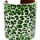 Green Bracelet Cuff Animal Print Vinyle Cover Suede Backing 2 3 4 Inch Width 13132-99860GRN