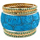 Turquoise Bracelet Bangle Stackable Various Hoops Vinyle Cover Faux Leather 2 1 2 I 13132-99869GDTUQ