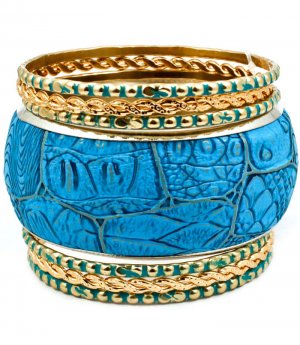 Turquoise Bracelet Bangle Stackable Various Hoops Vinyle Cover Faux Leather 2 1 2 I 13132-99869GDTUQ