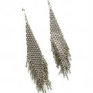Silver Colored Earring Linear Drop Fish Hook Metal Casting Tube Netted 4 Inch Drop 13135-99860RDSIV
