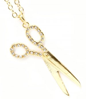Clear Necklace Pendant Long Necklace Scissors Crystal Studs 3 Inch Pendant 30 Inch  1391427-083GDCLR