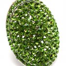 Green Ring Adjustable Stretch Crystal Stone Metal Casting 1 1 2 Inch Tall 1391827-033RDGRN