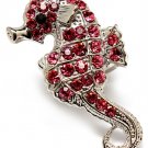 Pink Ring Adjustable Stretch Crystal Stone Sea Horse Metal Casting 2 Inch Tall 1391827-061RDPNK