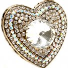 Clear Ring Adjustable Stretch Glass Stone Crystal Studs Faceted Heart Texture 1 1 2 1391827-100BOCLR