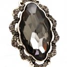 Black Ring Adjustable Stretch Glass Stone Faceted Crystal Studs Texture 2 Inch Tall 1391827-103SOBKA
