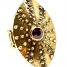 Purple Ring Adjustable Stretch Glass Stone Oval Texture Shield 1 1 2 Inch Tall 1391827-102BOPUR