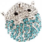 Teal Ring Adjustable Stretch Crystal Studs Hedgehog Metal Casting 1 1 4 Inch Tall 1391827-115RDTEL