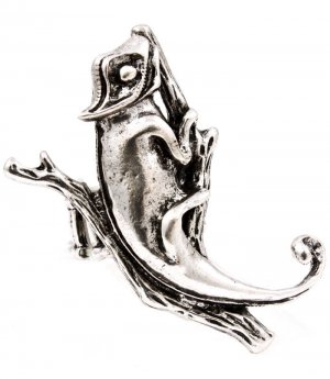 Silver Colored Ring Adjustable Stretch Metal Casting Lizard Texture 2 Inch Tall 1391827-116SOSIV