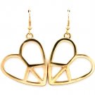 Gold Colored Earring Fish Hook Metal Casting Heart Peace Symbol 1 1 2 Inch Drop 139527-006GDGOD