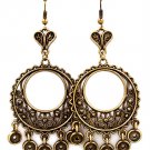Gold Colored Earring Fish Hook Metal Casting Cresent Discs Heart Fringe Texture 2 1  139527-076BOGOD