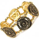 Gold Colored Bracelet Stretch Spiral Enamel Texture 1 Inch Width 142228-643AGGOD