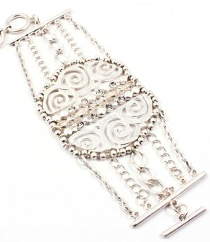 Clear Bracelet Toggle Bead Metal Casting Crstal Studs Snail Shells Matte Finish Text 142228-665MSCLR