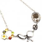 Black Necklace Crystal Stone Rhinestone Flower Bow Motif Navette Cut 16 Inch Long 15814-2918SOBKA