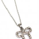 Clear Necklace Charm Link Crystal Studs Ribbon Metal Casting 18 Inch Long 1 2 Inch 171314-12601RDCLR