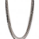 Black Necklace Multi Strand Crystal Studs Prong Set 22 Inch Long 171314-12740BNBLK