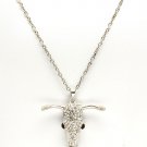 Clear Necklace Pendant Crystal Studs Bull Long Horn Texture 1 1 2 Inch Drop 25 Inc 171314-12855ASCLR