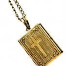 Gold Colored Necklace Pendant Bible Locket Picture Frame Inside Texture 1 1 2 Inch 171314-12969BOGOD