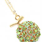 Green Necklace Pendant Crystal Studs Melon 1 1 4 Inch Drop 16 Inch Long 171314-13003GDGRN
