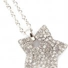 Clear Necklace Pendant Crystal Studs Star 1 3 4 Inch Drop Texture 18 Inch Long 171314-13027RDCLR