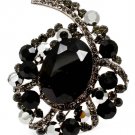Black Pendant And Brooch Pendant Pin Glass Stones Formica Crystal Studs Flower 2 1 171316-30650BNBLK