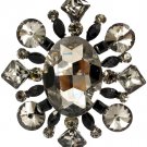 Black Pendant And Brooch Formica Glass Stones Flower Texture 2 1 4 Inch Tall 171316-30656BNBKA