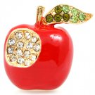 Red Pendant And Brooch Pin Crystal Studs Apple Texture 1 Inch Tall 171316-30661GDRED