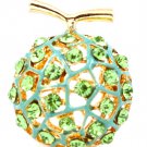 Green Pendant And Brooch Pin Crystal Studs Melon Texture 1 Inch Tall 171316-30663GDGRN
