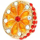 Yellow Pendant And Brooch Pin Crystal Studs Flower Oval Texture 20 Mm Tall 171316-30664GDYEW