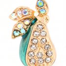 Green Pendant And Brooch Pin Crystal Studs Pea Texture 1 Inch Tall 171316-30665GDGRN