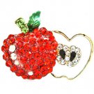 Red Pendant And Brooch Pin Crystal Studs Apple Pave Set 1 Inch Width 171316-30666GDRED