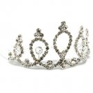 Clear Hair Accessories Tiara Metal Casting Crystal Studs Glass Bead 1 1 2 Inch Tal 171320-60379SVCLR