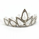 Clear Hair Accessories Tiara Metal Casting Crystal Studs Glass Bead 1 1 2 Inch Tal 171320-60380SVCLR