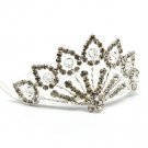 Clear Hair Accessories Tiara Metal Casting Crystal Studs Glass Bead 1 1 2 Inch Tal 171320-60381SVCLR