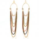 Multi Colored Earring Linear Drop Fish Hook Crystal Studs Multi Layered Metal Castin 11315-4027GDMTA