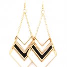 Black & White Earring Fish Hook Metal Casting Sharp Edges Moving Joint Enamel 3 Inch 11615-1087GDBKW