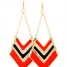 Red Earring Fish Hook Metal Casting Sharp Edges Moving Joint Enamel 3 Inch Drop 11615-1087GDRED