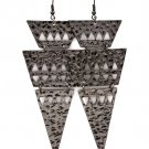 Black Earring Fish Hook Triangular Shape Metal Casting Sharp Edge Moving Joint Textu 11615-1089BNBLK