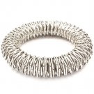 Silver Colored Bracelet Bangle Stackable Fabric Flower Print Metal Casting Prong Se 11622-10031RDSIV