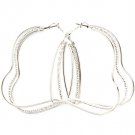 Silver Colored Earring Pin Catch Metal Casting Heart Texture 2 1 2 Inch Drop 11625-1106RDSIV