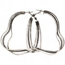 Silver Colored Earring Pin Catch Metal Casting Heart Texture 2 1 2 Inch Drop 11625-1106SOSIV