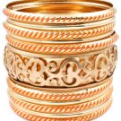 Orange Bracelet Bangle Stackable Metal Casting Painted 2 3 4 Inch Width 13132-1823GDORG
