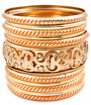 Orange Bracelet Bangle Stackable Metal Casting Painted 2 3 4 Inch Width 13132-1823GDORG